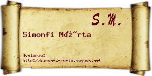 Simonfi Márta névjegykártya